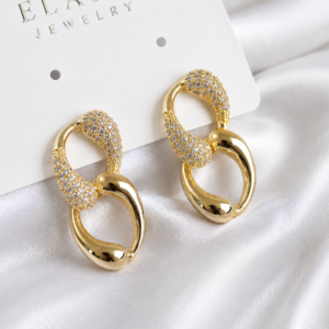 Exklusive Gold Ohrringe Damen – Modernes Knoten-Design mit funkelnden Zirkonia