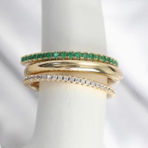 3er-Set Damenringe – Goldfarbe mit funkelnden Zirkonsteinen (Größe 17–18)✨