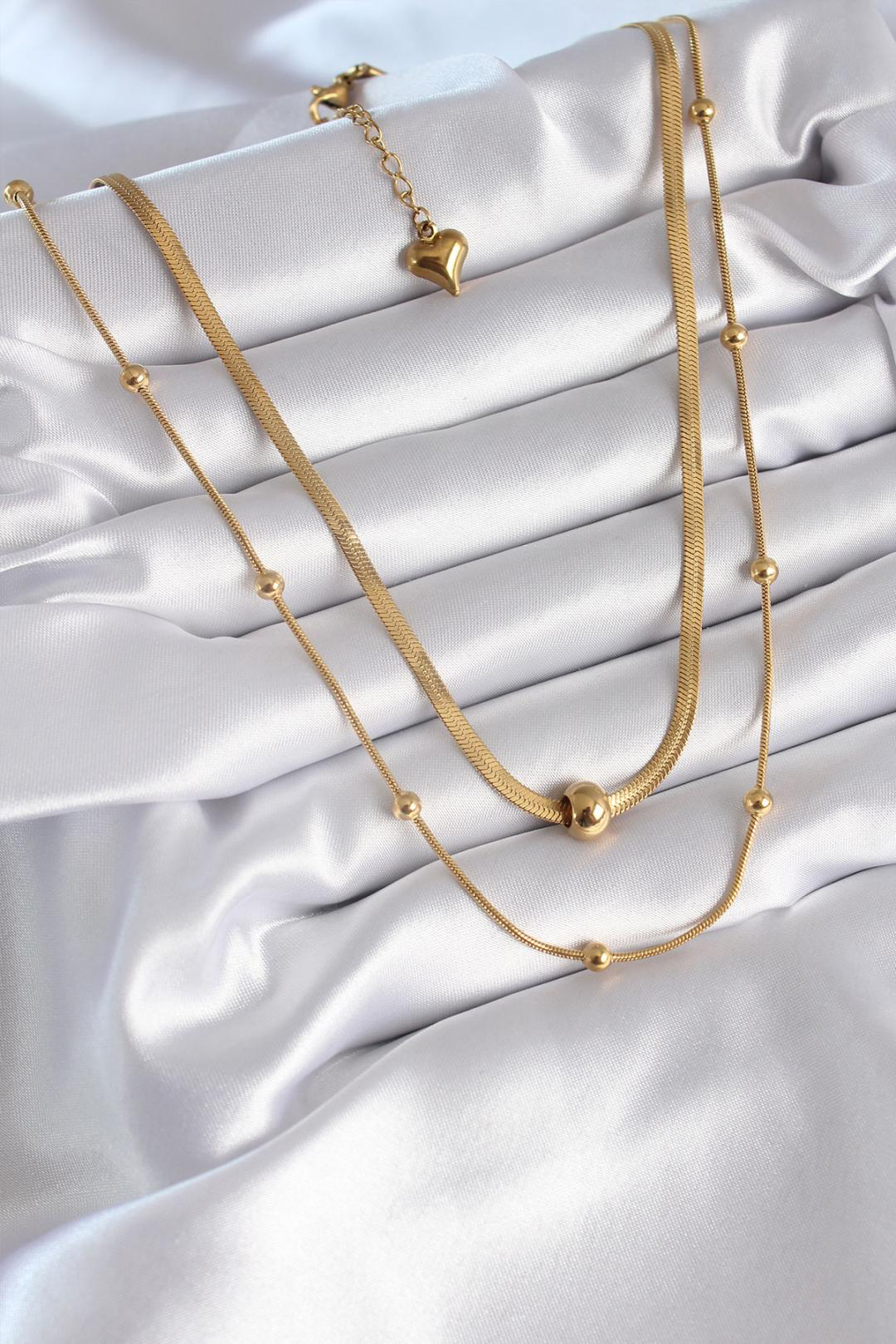 Elegante Halskette in Gold – Minimalistisches Design mit feinen Kugel-Details – Bild 2