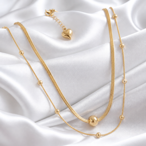 Elegante Gold Halskette Damen mit feinen Kugel-Details im minimalistischen Design